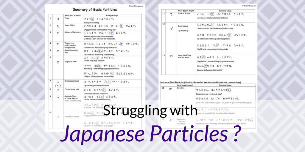 Japanese Particles Cheat Sheet