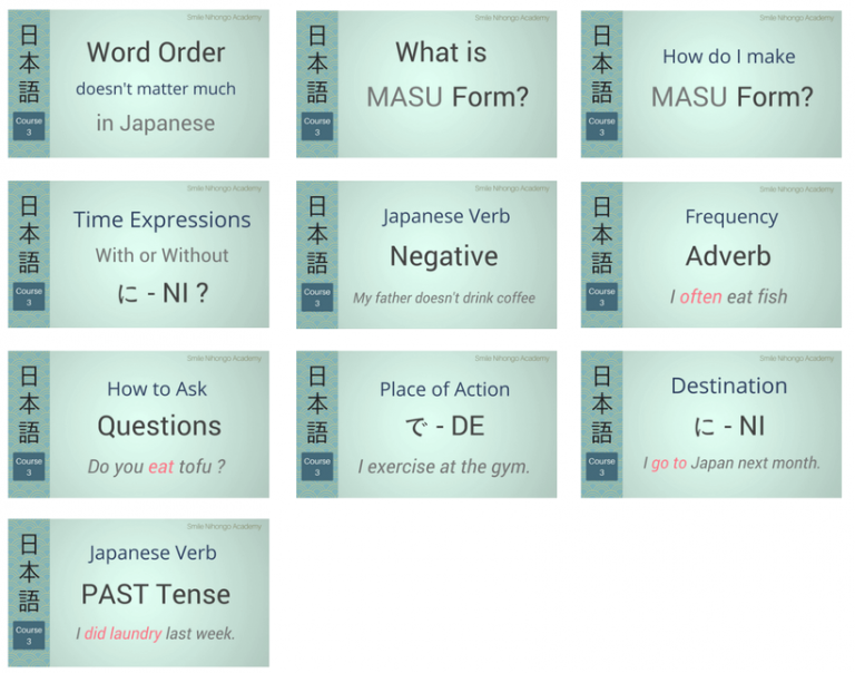 Japanese Questions (Verbs & Particles) Smile Nihongo Academy