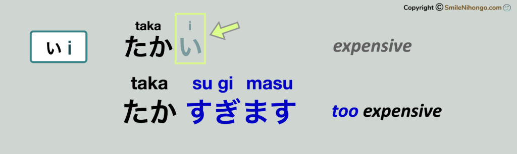 japanese すぎる (sugiru) with い Adjectives